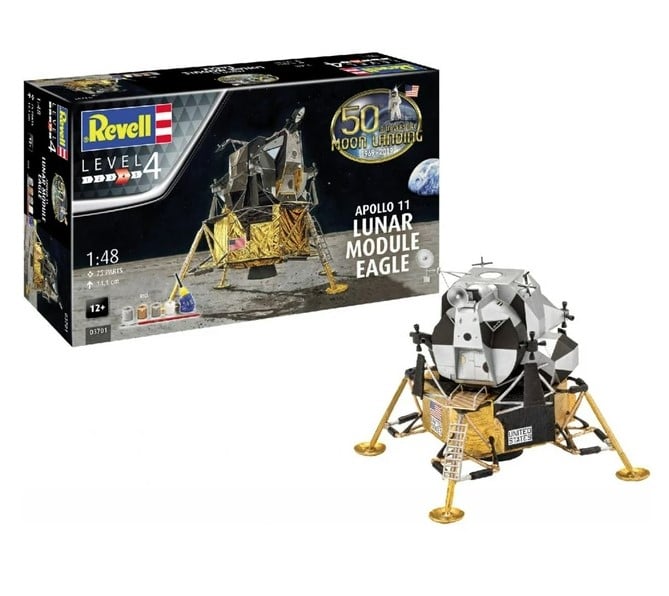 Сборная модель Revell Лунный модуль Орел, Миссия Аполлон 11, уровень 4, масштаб 1:48, 75 деталей (RVL-03701) - фото 2