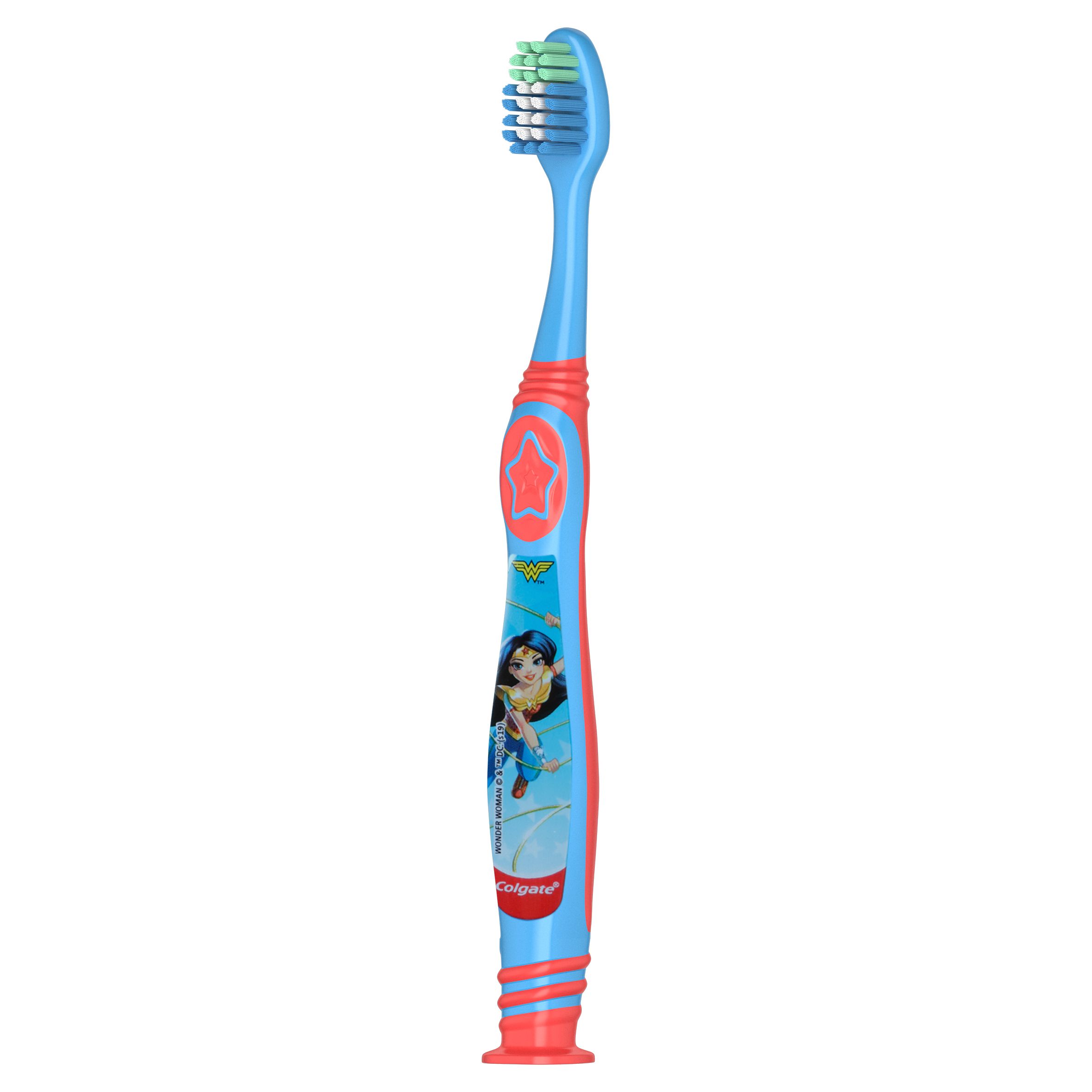 Дитяча зубна щітка Colgate Kids Batman/Wonderwoman 6+ м'яка на присосці в асортименті - фото 3