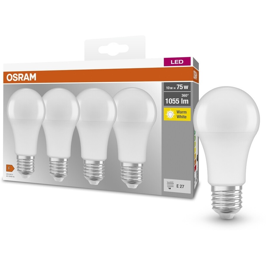 Набор ламп Osram LED E27 10W 2700К 1055Lm A60 4 ​​шт. (4058075184992) - фото 5