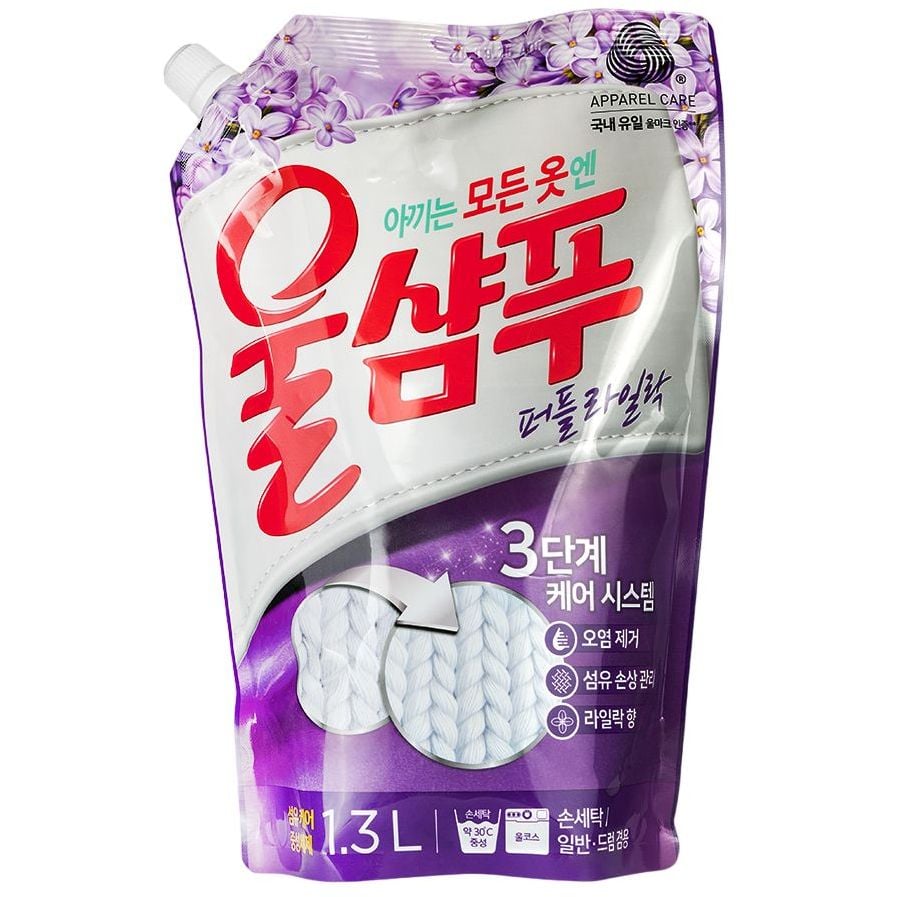 Средство для деликатной стирки Aekyung Wool Champoo Purple Lilac, запаска, 1,3 л - фото 1