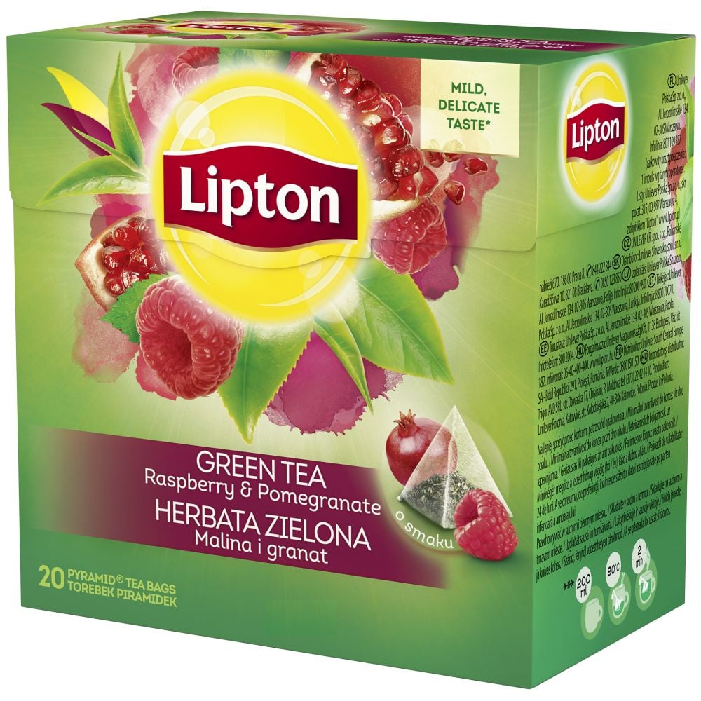 Чай зеленый Lipton Raspberry&Pomegranate, 28 г (20 шт. х 1.4 г) (917455) - фото 1