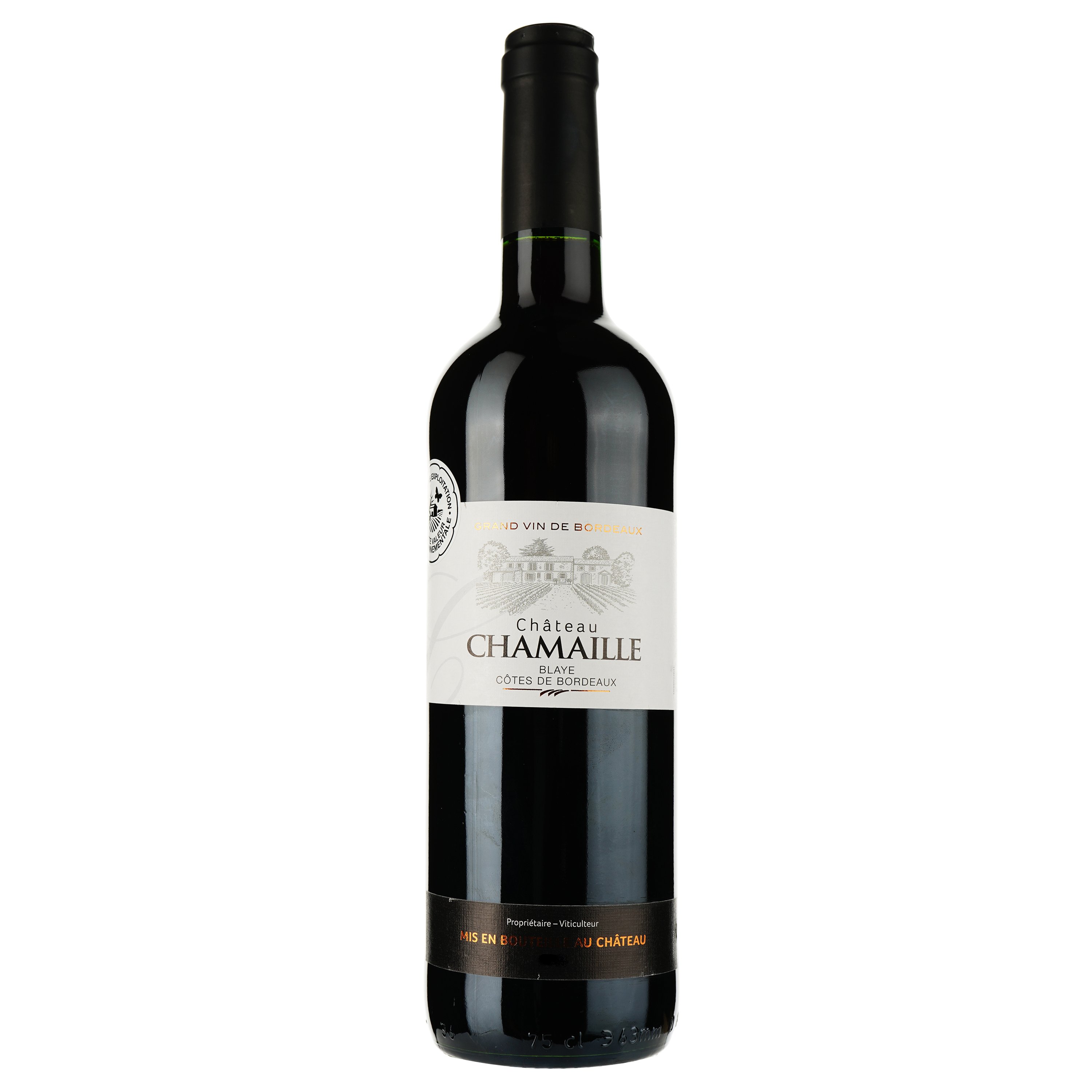 Вино Chateau Chamaille AOP Blaye Cotes de Bordeaux 2020 красное сухое 0.75 л - фото 1