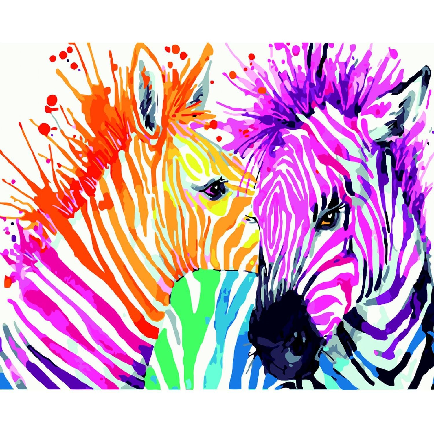 Картина за номерами ZiBi Art Line Веселкові зебри 40х50 см (ZB.64256) - фото 1
