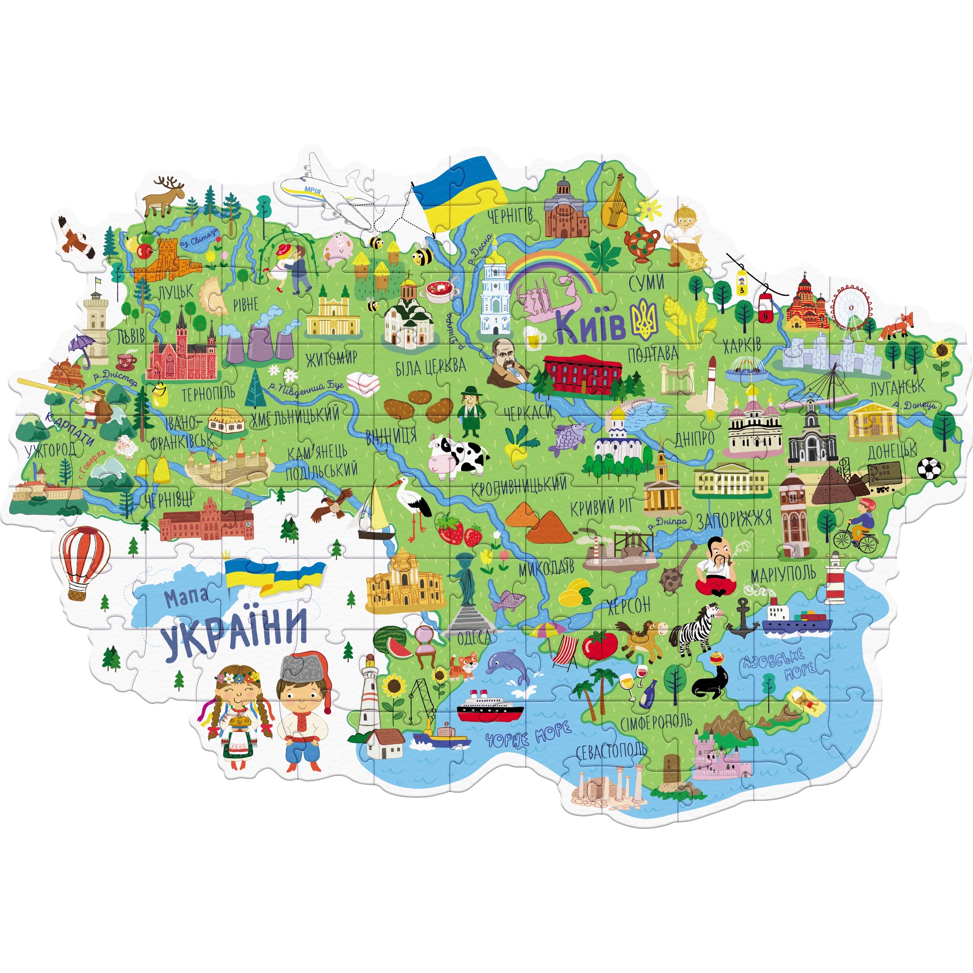 Пазл DoDo Карта України 46х64см 100 елементів - фото 1