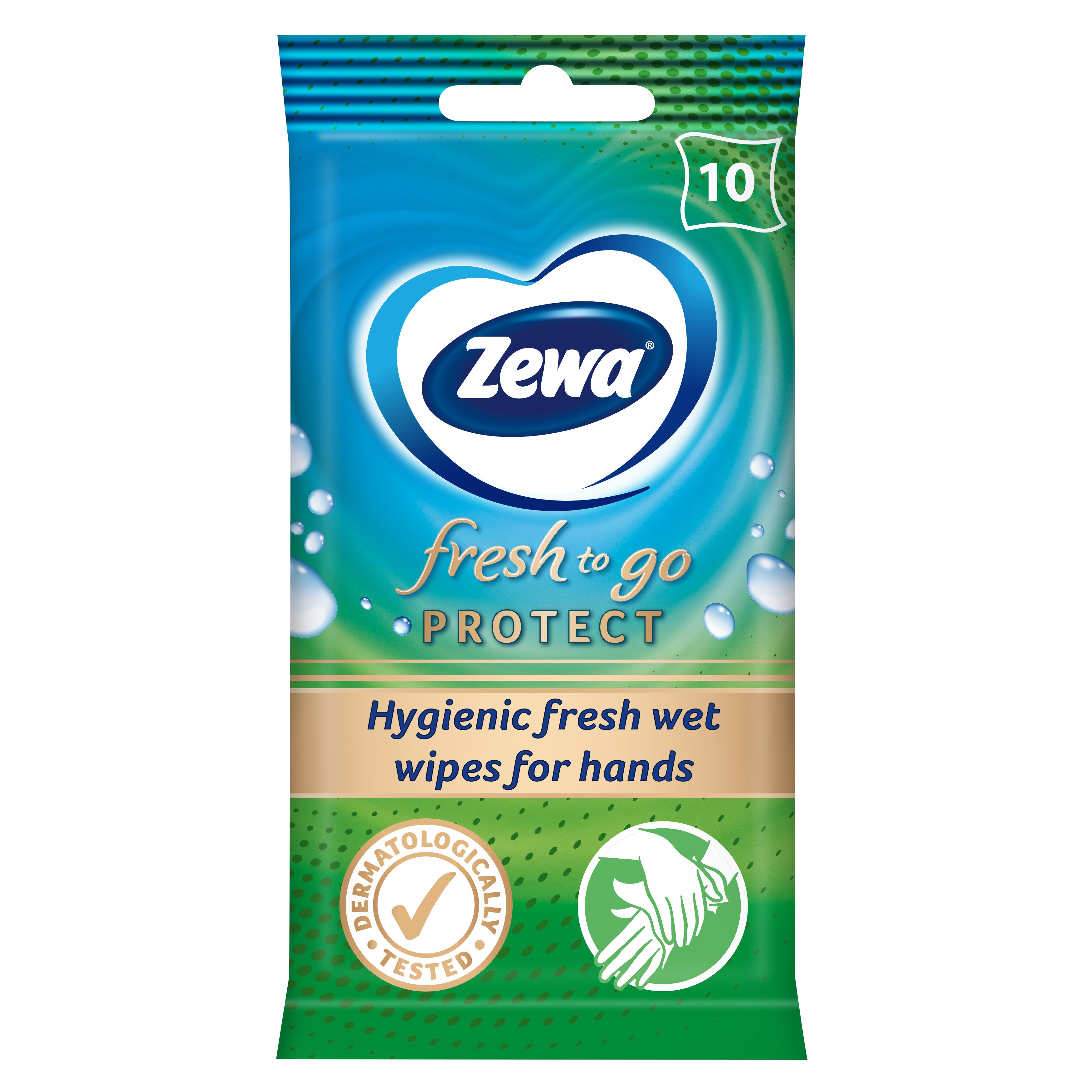 Вологі серветки Zewa Moist HA Fresh-To-Go Protect, 10 шт. - фото 1