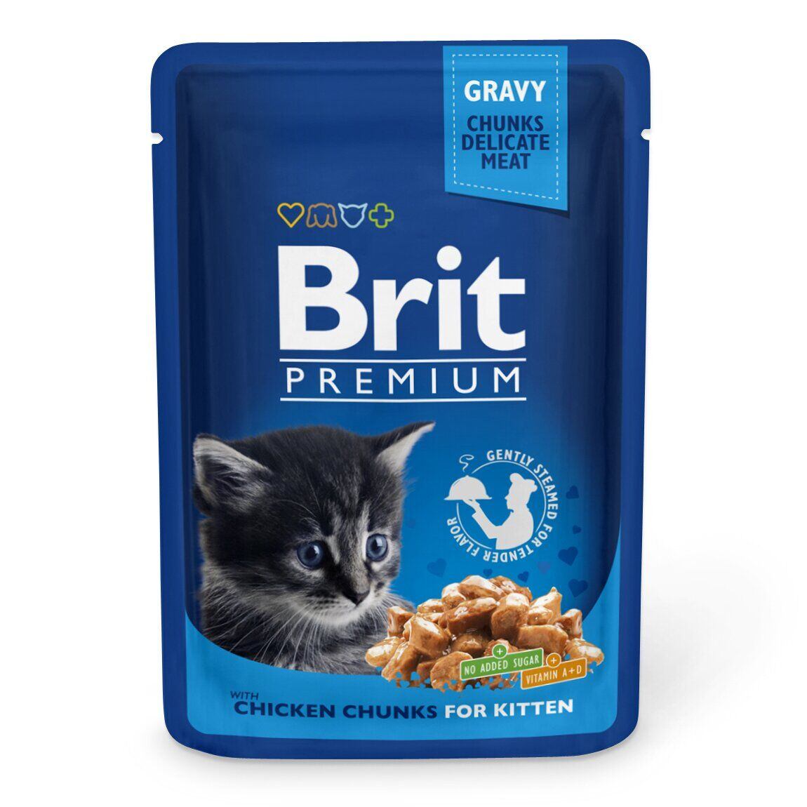 Влажный корм для котят Brit Premium Cat pouch, с курицей, 100 г - фото 1