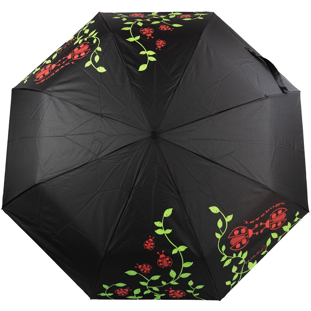 Жіноча складана парасолька механічна H.DUE.O 96 см чорна - фото 1