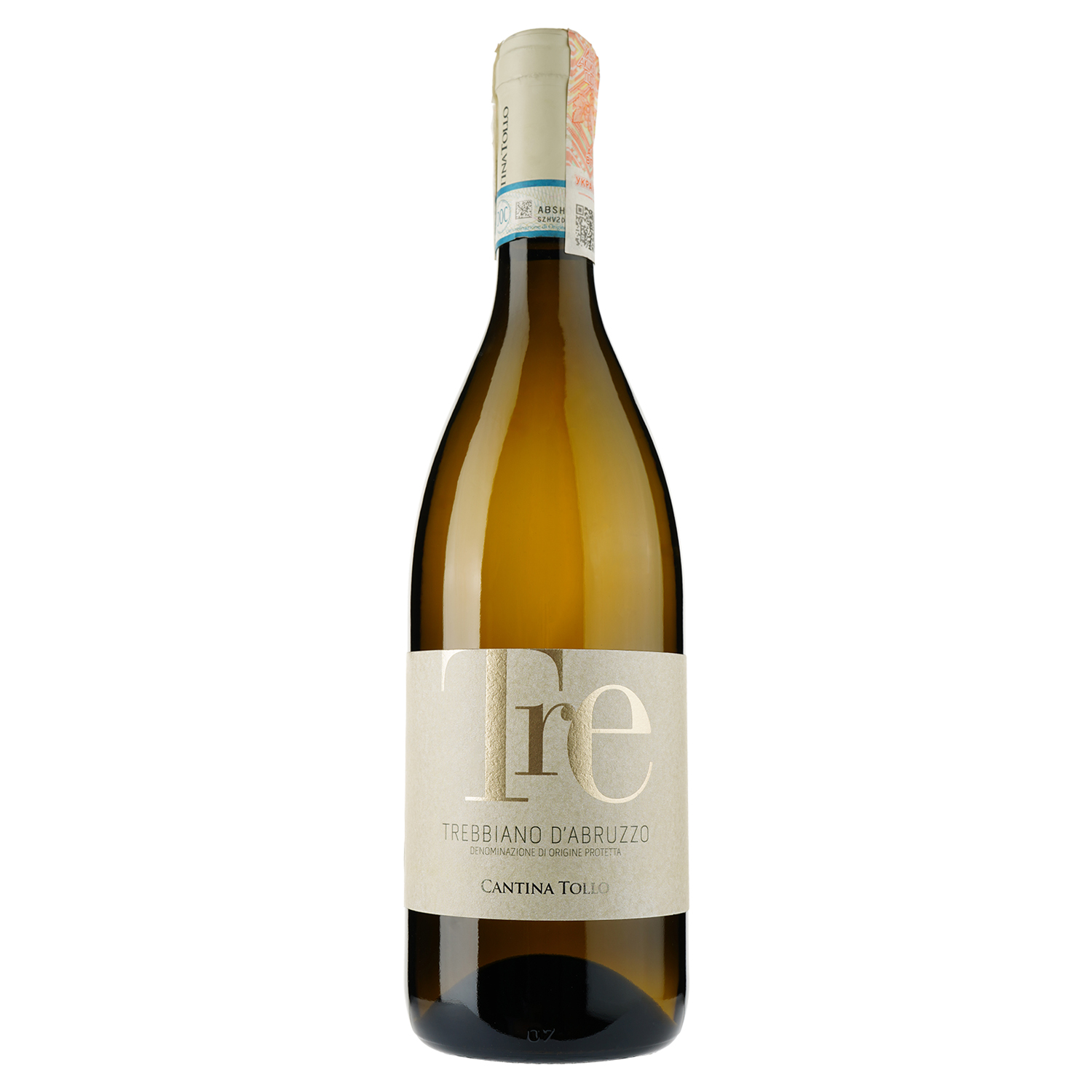 Вино Tre Trebbiano D`Abruzzo DOP, біле, сухе, 0,75 л - фото 1
