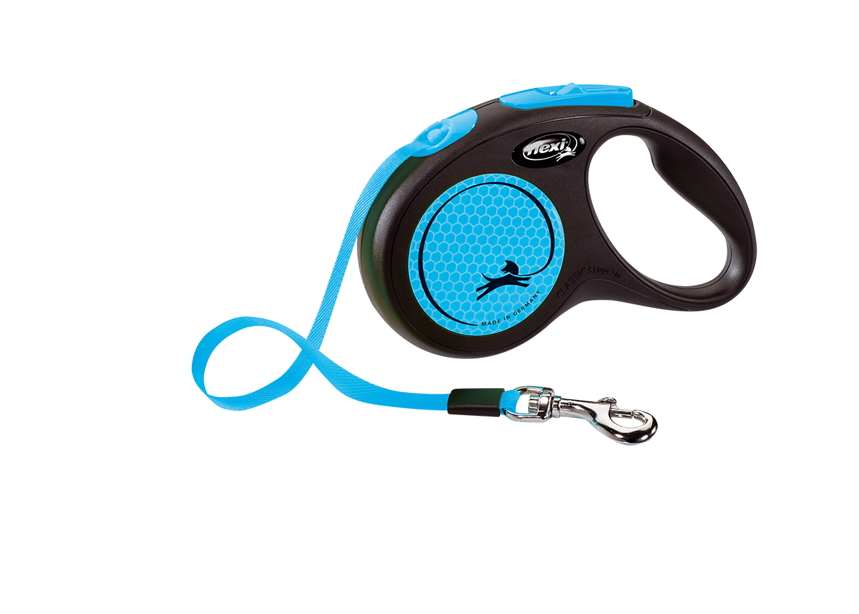 Повідець-рулетка Flexi Neon S, для собак до 15 кг, стрічка 5 м, синій (CL11T5.251.S NEOBL) - фото 1