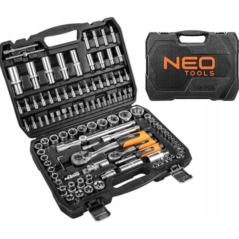 Набор торцевых головок Neo Tools 1/2", 1/4", CrV 108 шт. (10-212) - фото 3