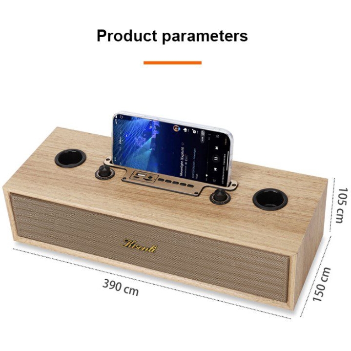 Портативная колонка ретро для караоке Kisonli G102 Bluetooth 1800 mAh 16 Вт 2 микрофона Wooden - фото 2