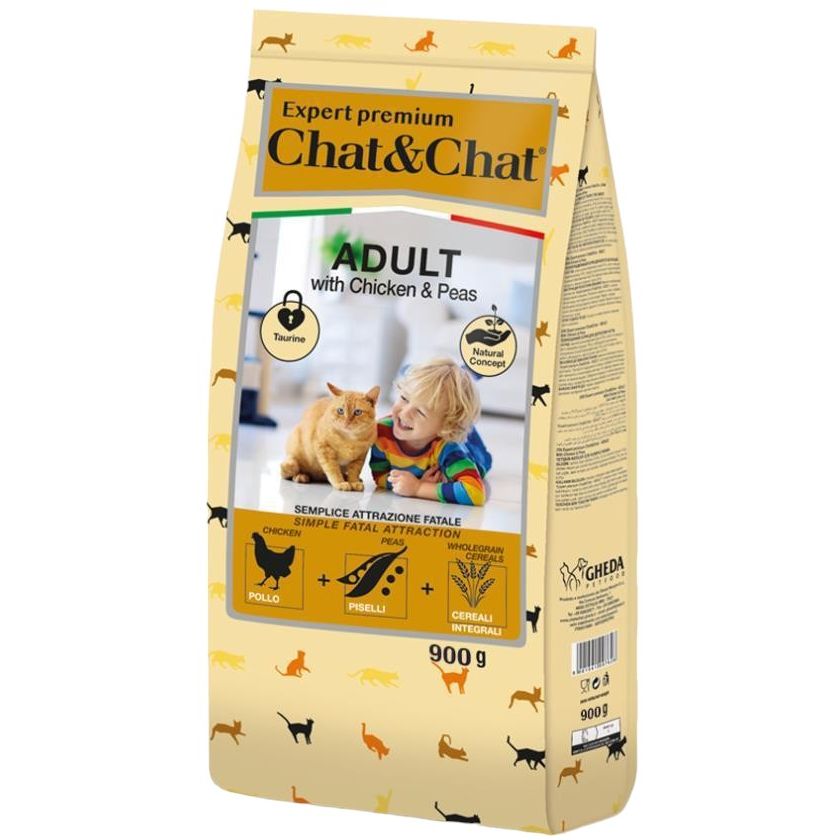 Сухий корм для котів Gheda Chat&Chat Expert Adult with chicken and peas 900 г (GDA60774) - фото 1