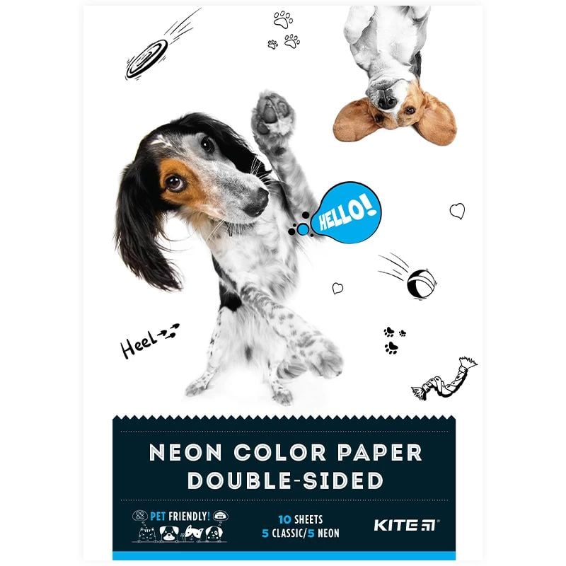 Бумага цветная двухсторонняя Kite Dogs А4 10 листов 10 цветов (K22-288) - фото 1