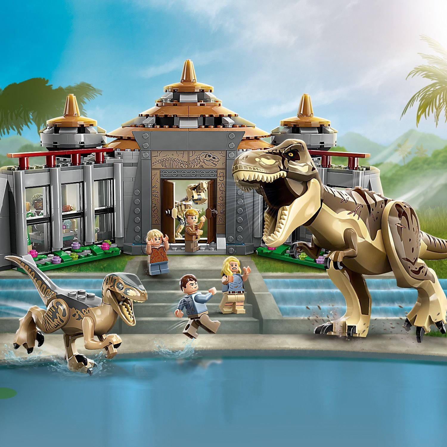Конструктор LEGO Jurassic World Центр для відвідувачів: Атака тиранозавра та раптора, 693 деталі (76961) - фото 5