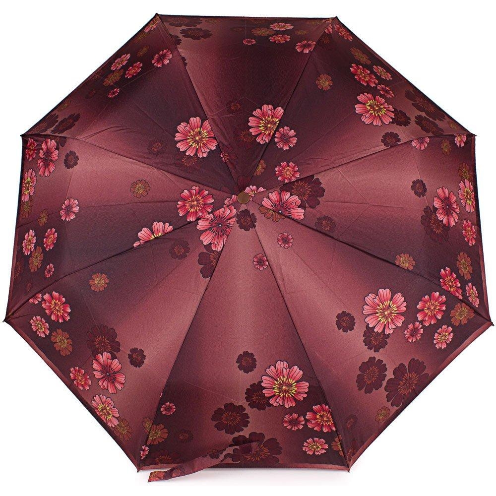 Жіноча складана парасолька напівавтомат Airton бордова - фото 1