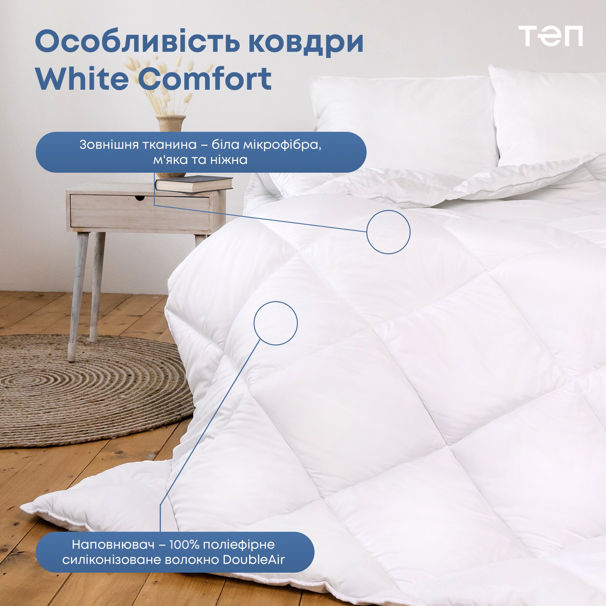Ковдра ТЕП White Home Comfort 200x220 біла (1-02803_00000) - фото 5