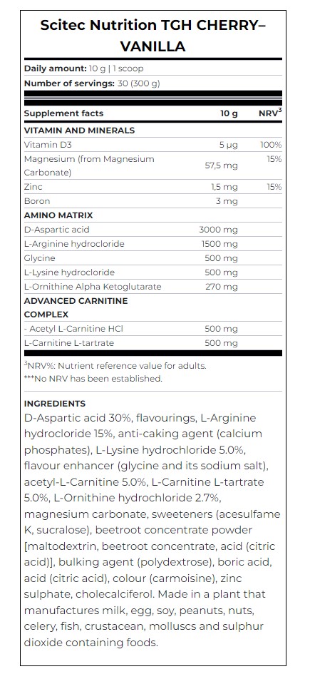 Бустер тестостерону Scitec Nutrition TGH Cherry-vanilla 300 г - фото 2