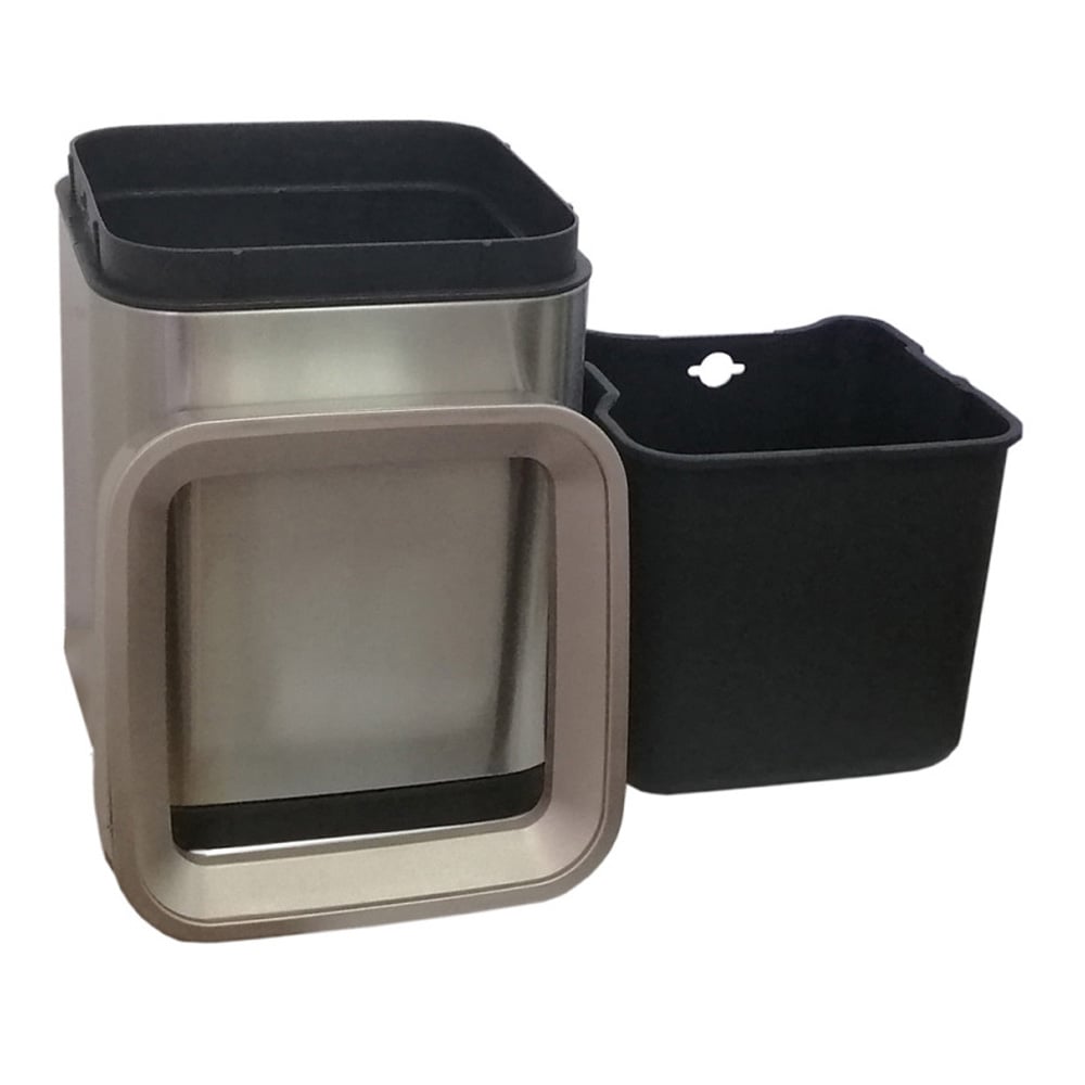 Ведро для мусора квадратное без крышки Jah с внутренним ведром, 8 л, 21,3×21,3×30,9 см, серебряный металлик (JAH360 silver) - фото 3