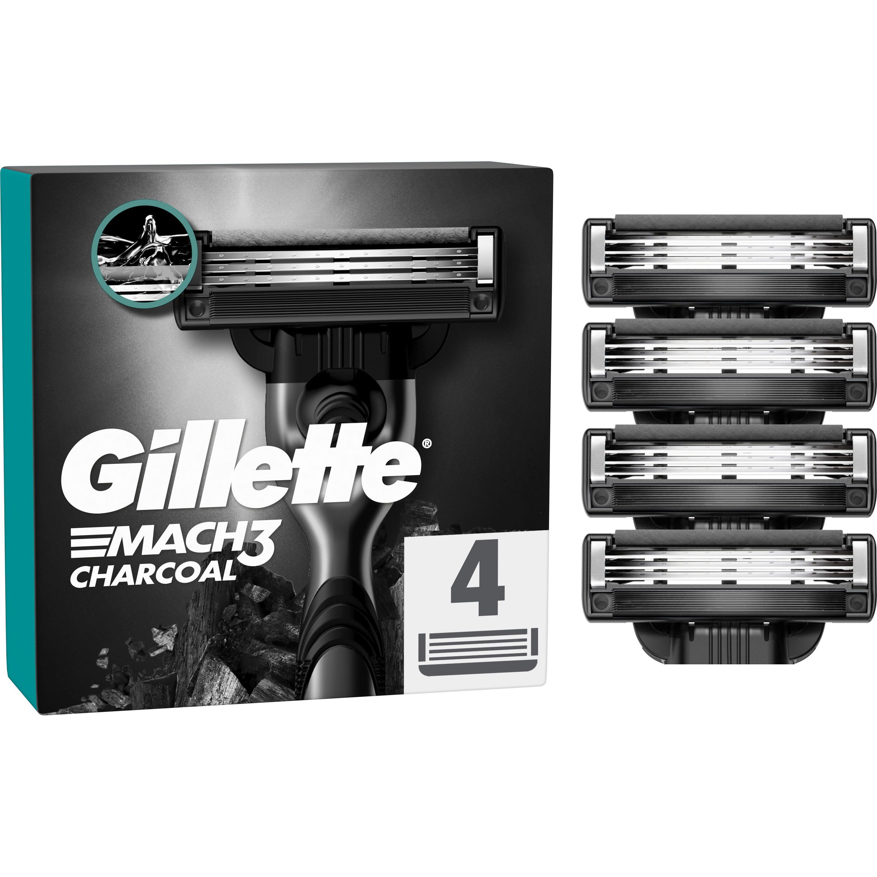 Змінні касети для гоління Gillette Mach 3 Charcoal 4 шт. - фото 2