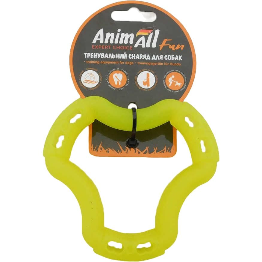 Іграшка для собак AnimAll Fun AGrizZzly Кільце шестистороннє жовта 12 см - фото 1