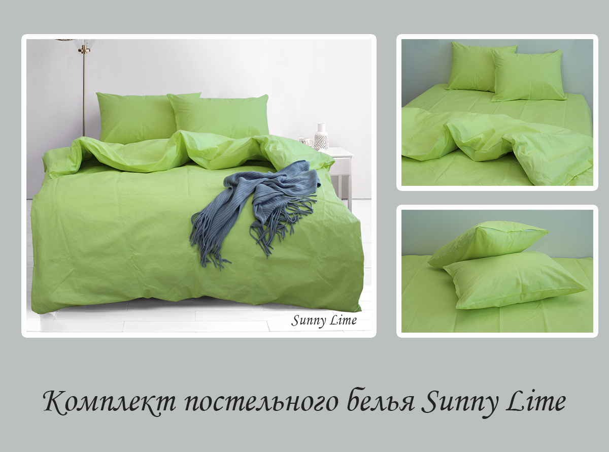 Комплект постельного белья TAG Tekstil Евро Лайм 000163421 (Sunny Lime) - фото 4