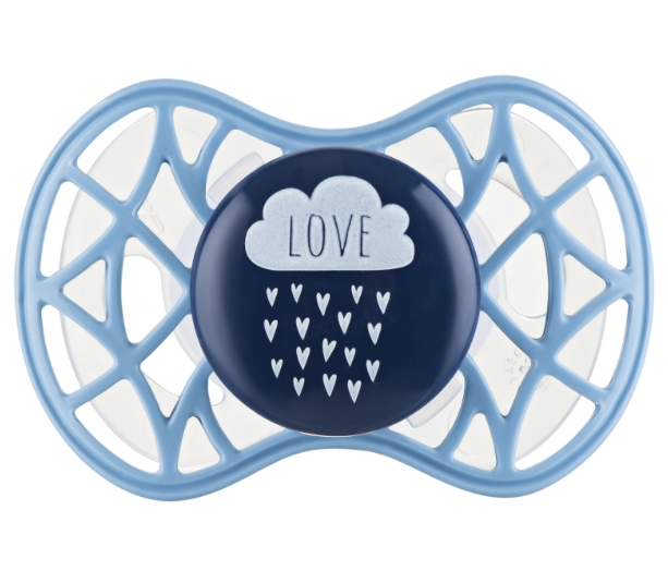 Силиконовая симметричная пустышка Nuvita Air55 Cool Love, 6-12 мес., темно-синий (NV7085CB) - фото 1