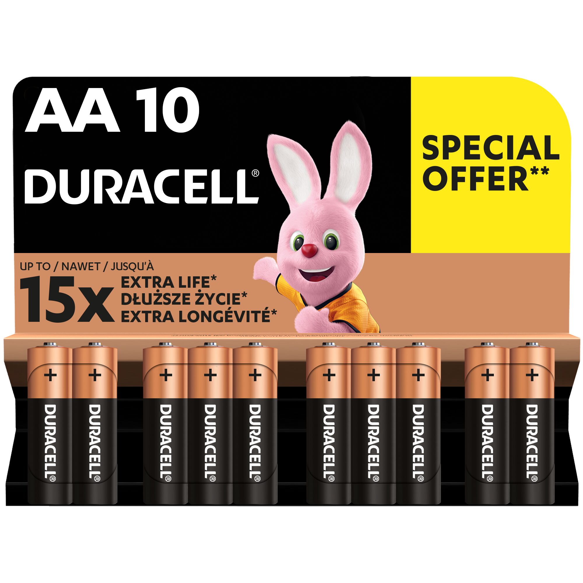 Лужні батарейки пальчикові Duracell Basic 1.5 V АA LR6/MN1500, 10 шт. (5000394152496) - фото 1