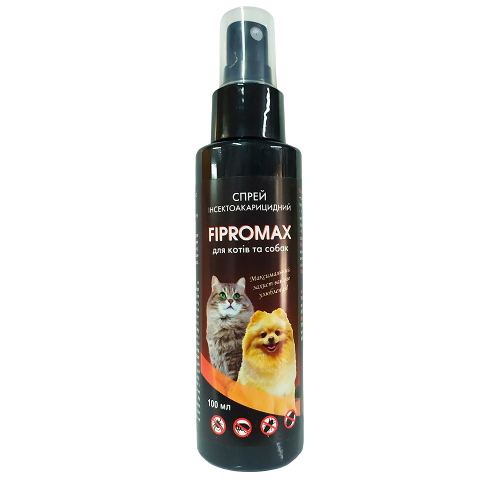Спрей Fipromax проти бліх та кліщів, для котів та собак, 100 мл - фото 1