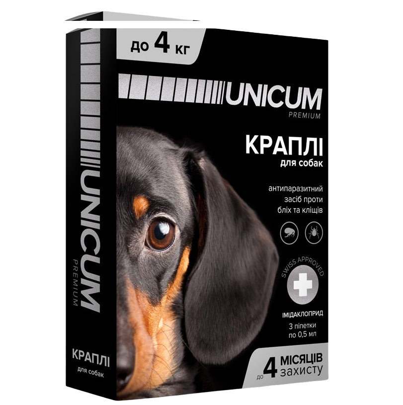 Краплі Unicum Рremium від бліх та кліщів для собак, 0-4 кг (UN-006) - фото 1