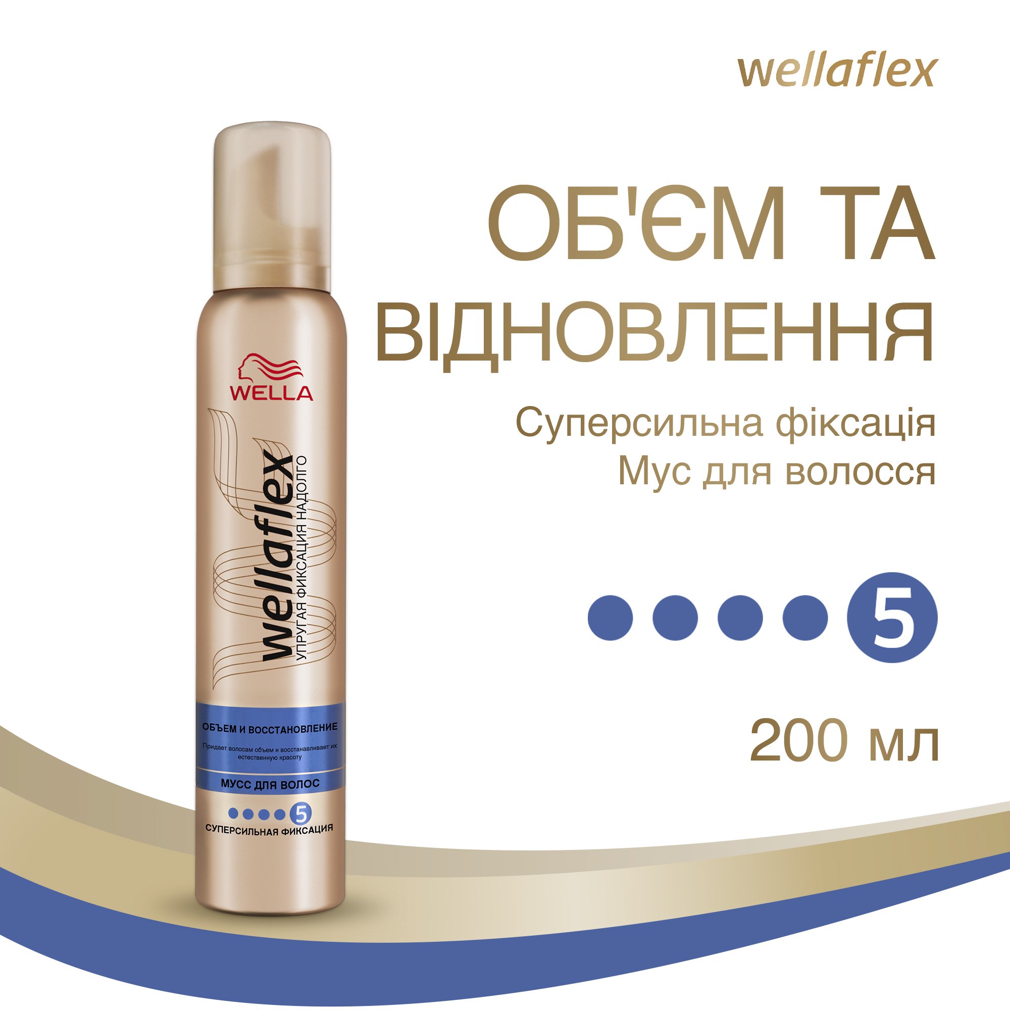 Мусс для волос Wellaflex Объем и восстановление Суперсильной фиксации, 200 мл - фото 2