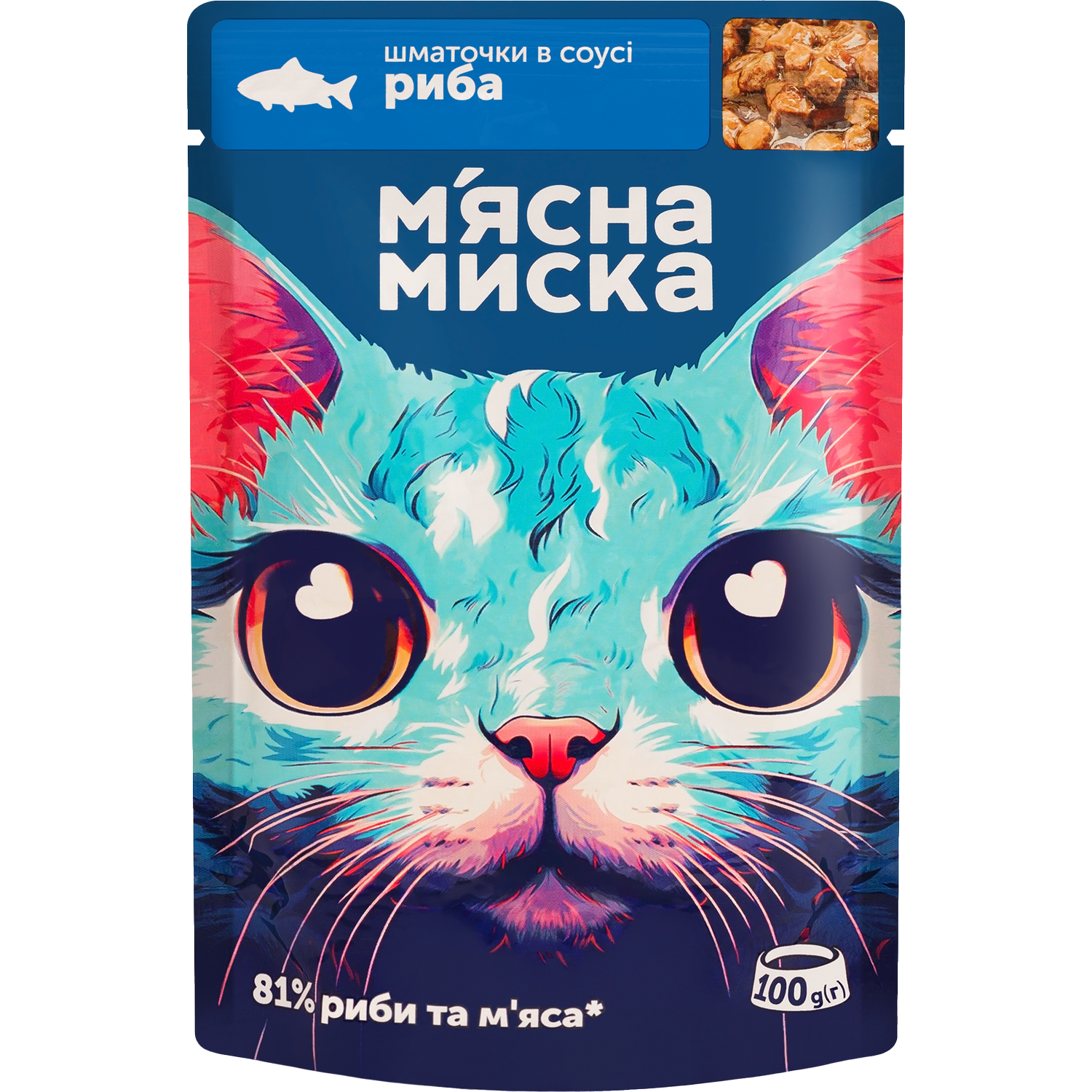 Вологий корм для котів М'ясна Миска шматочки в соусі з рибою 100 г - фото 1
