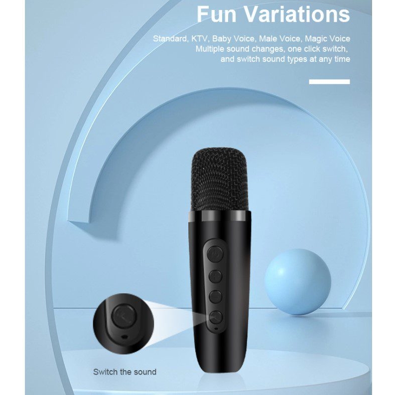 Портативна колонка караоке Kisonli G21 Bluetooth 1800 mAh 5 Вт 1 мікрофон Black - фото 4