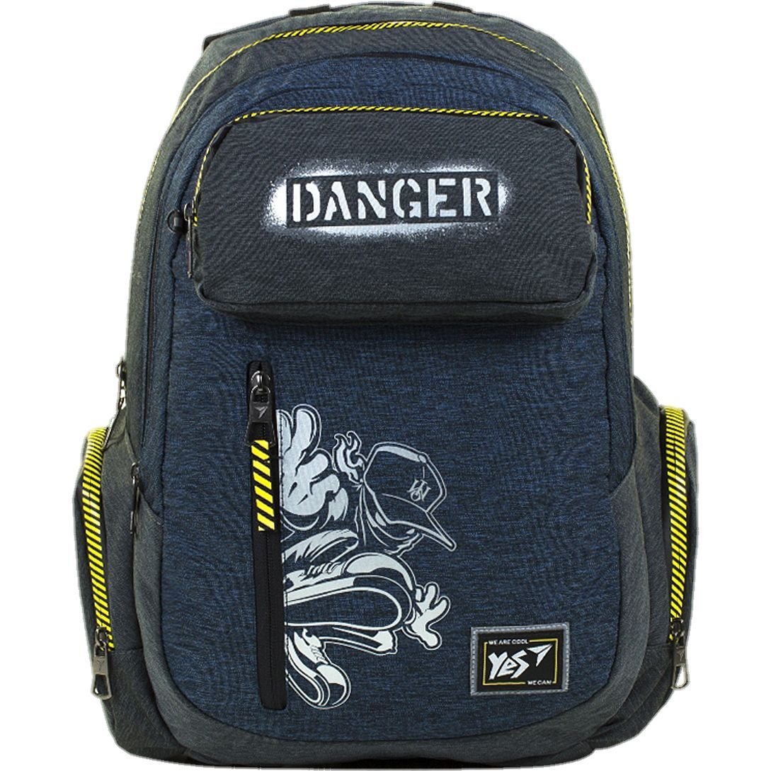 Рюкзак молодіжний Yes T-87 Danger, черный с синим (558272) - фото 1