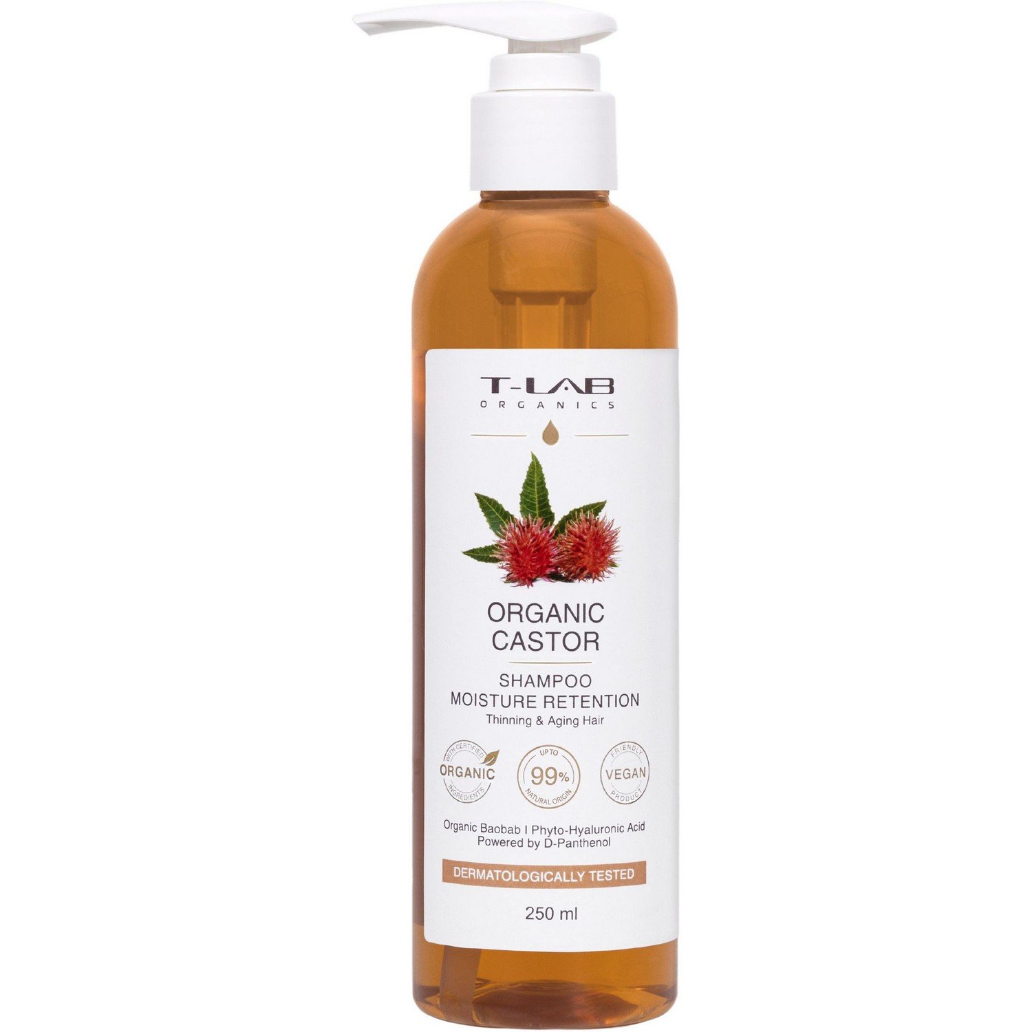 Шампунь T-LAB Organics Organic Castor Moisture Retention для тонкого волосся, 250 мл - фото 1