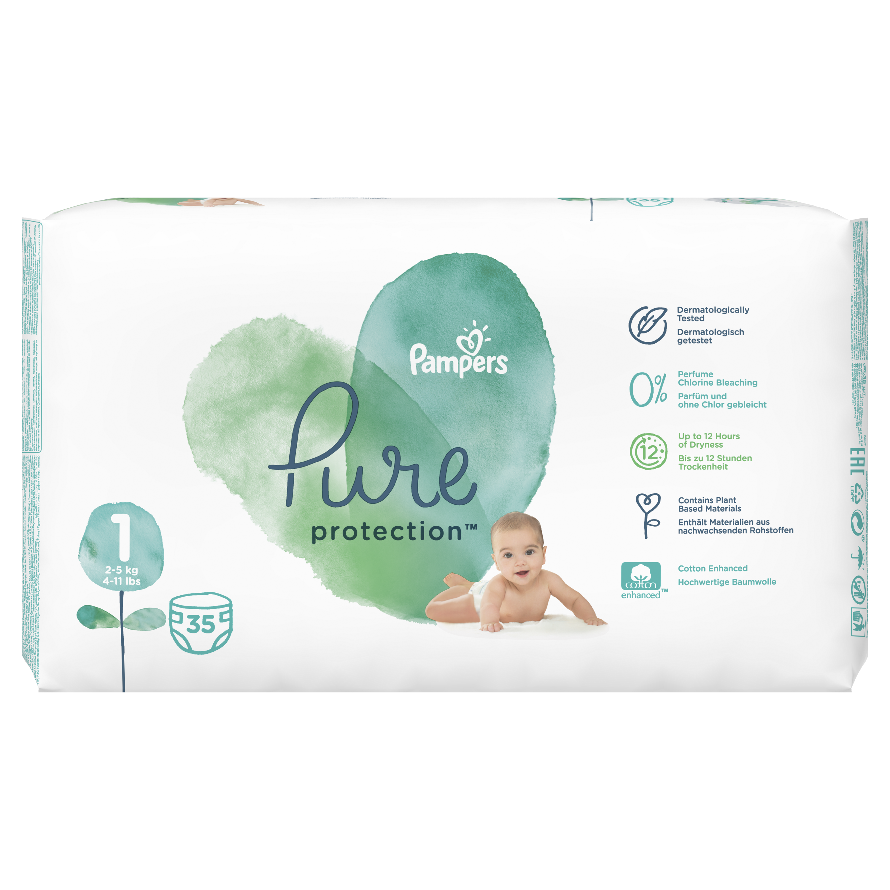 Підгузки Pampers Pure Protection 1 (2-5 кг), 35 шт. - фото 2