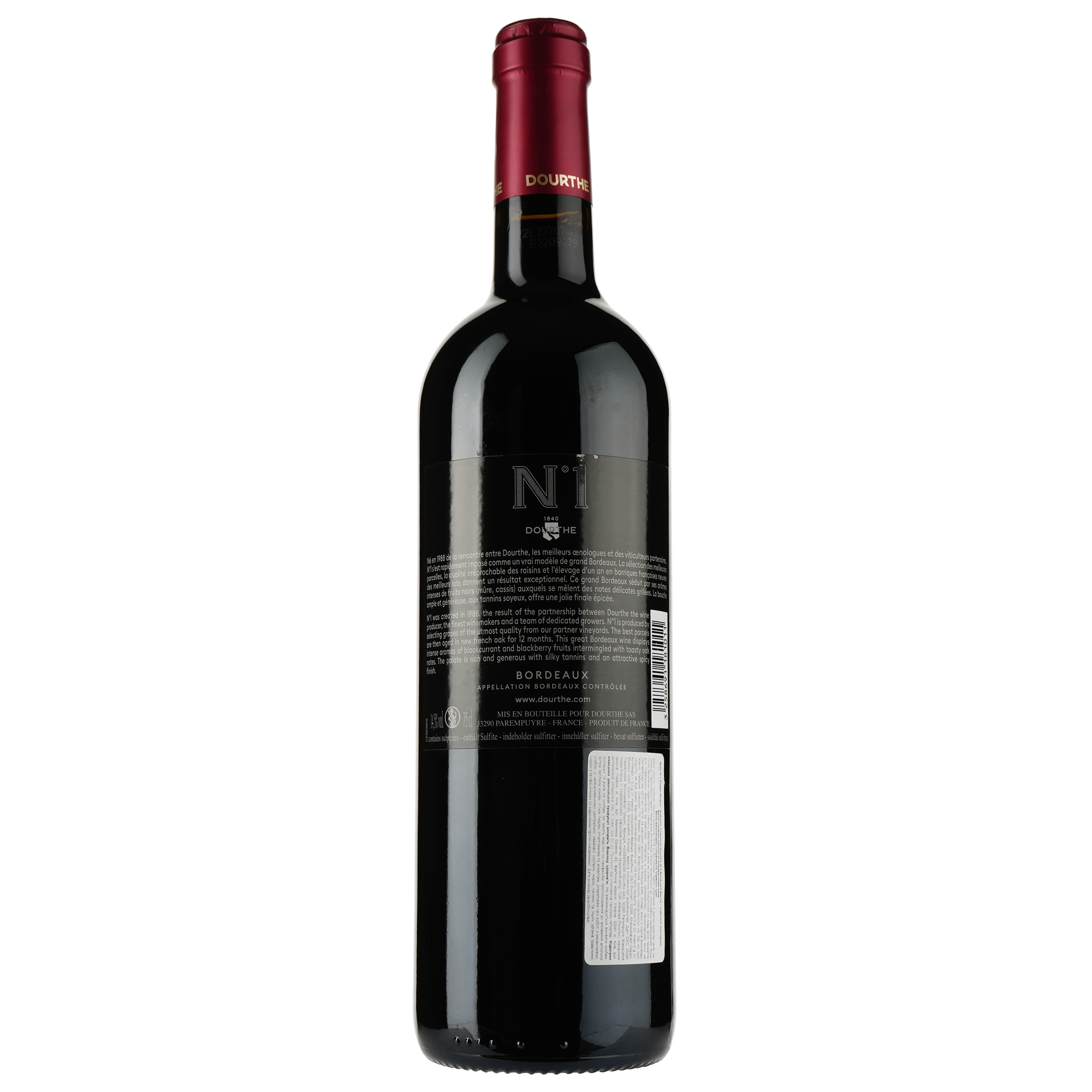Вино Dourthe № 1 Bordeaux Rouge, красное, сухое, 13,5%, 0,75 л - фото 2