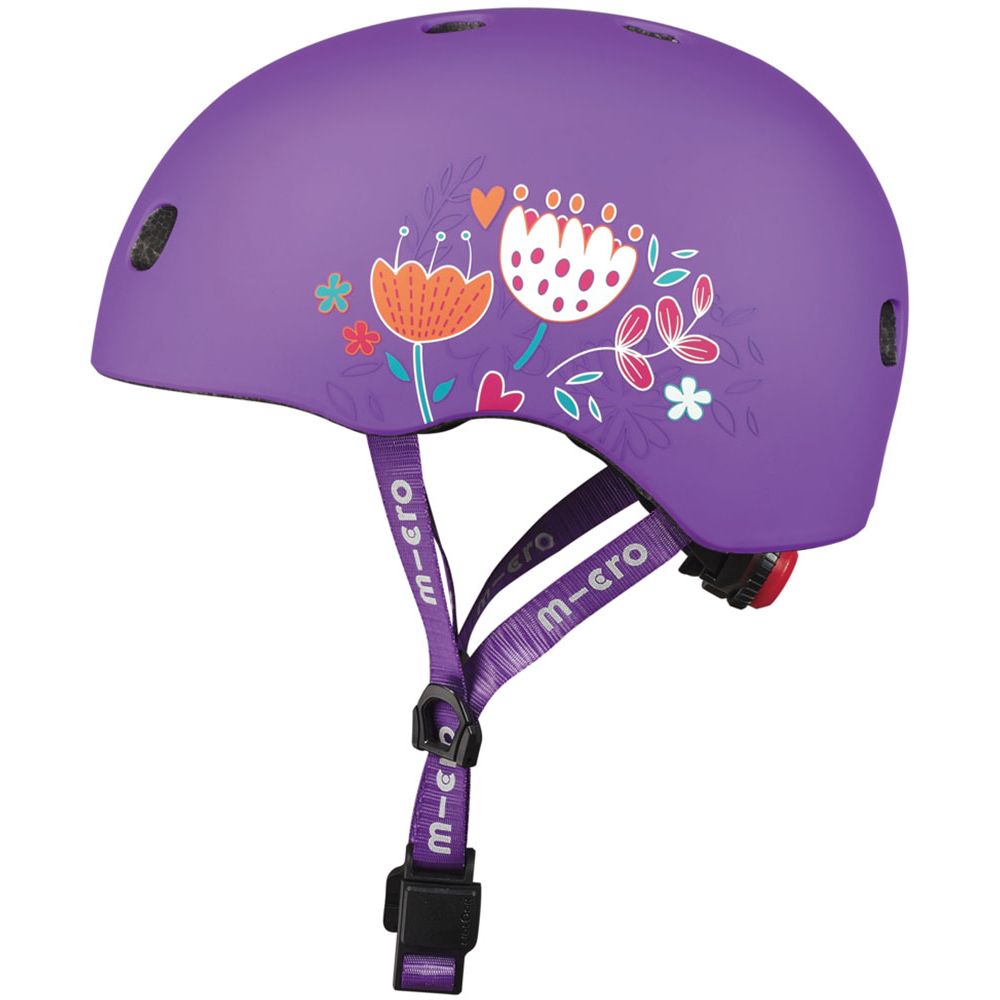 Защитный шлем Micro 48-53 см фиолетовый с цветами (AC2137BX) - фото 2