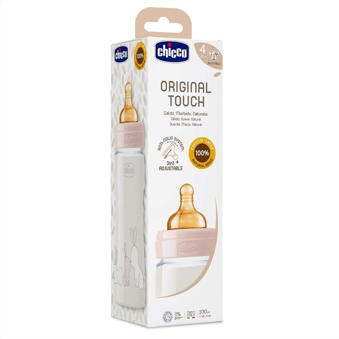 Пляшечка для годування Chicco Original Touch, з латексною соскою, 330мл, рожевий (27634.10) - фото 5