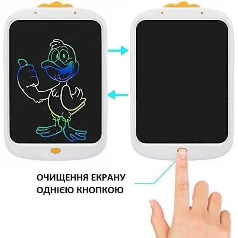 Дитячий LCD планшет для малювання Beiens Каченя 10” Multicolor білий (К1001white) - фото 5