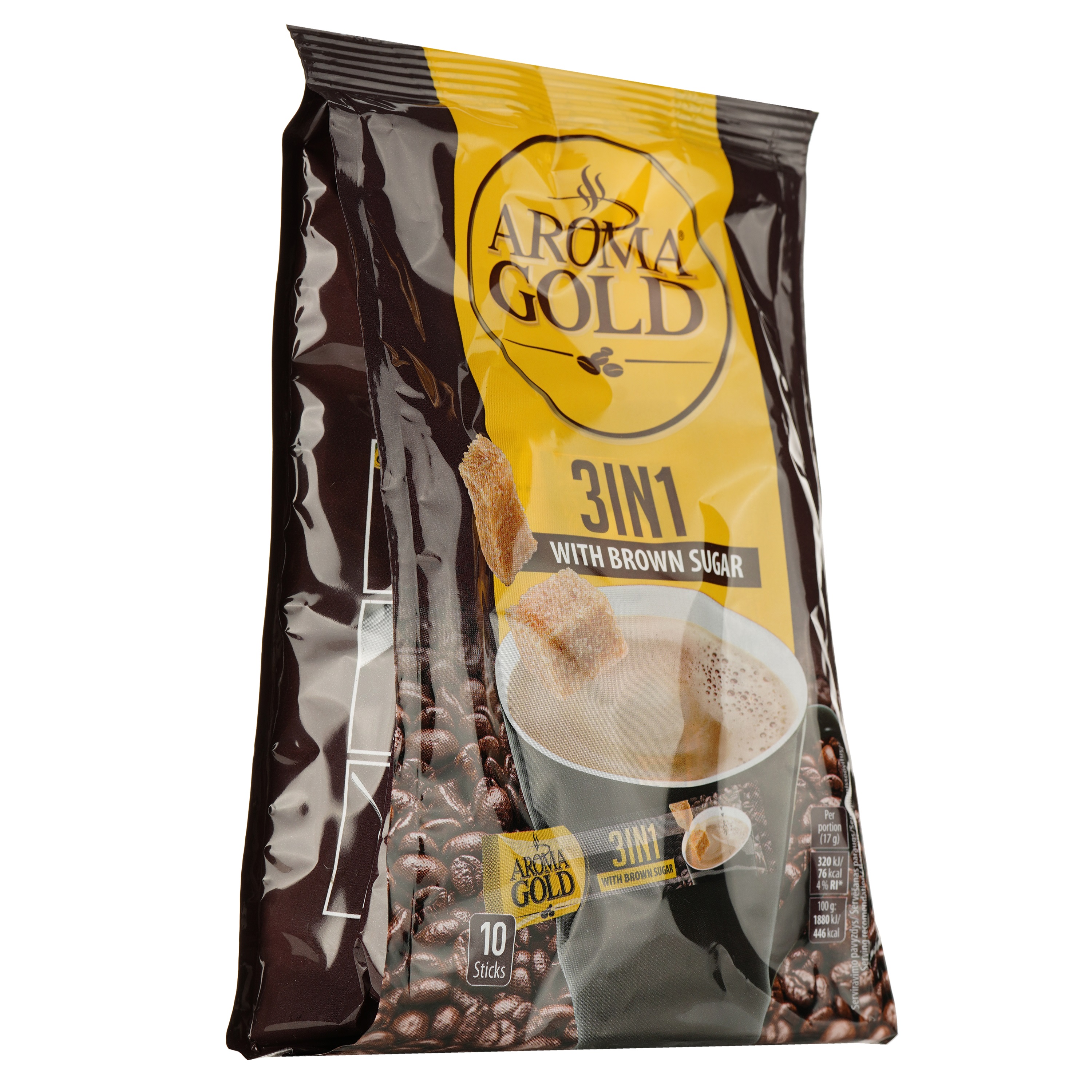 Напиток кофейный Aroma Gold 3 в 1 с коричневым сахаром 170 г (10 шт. х 17 г) (895300) - фото 2