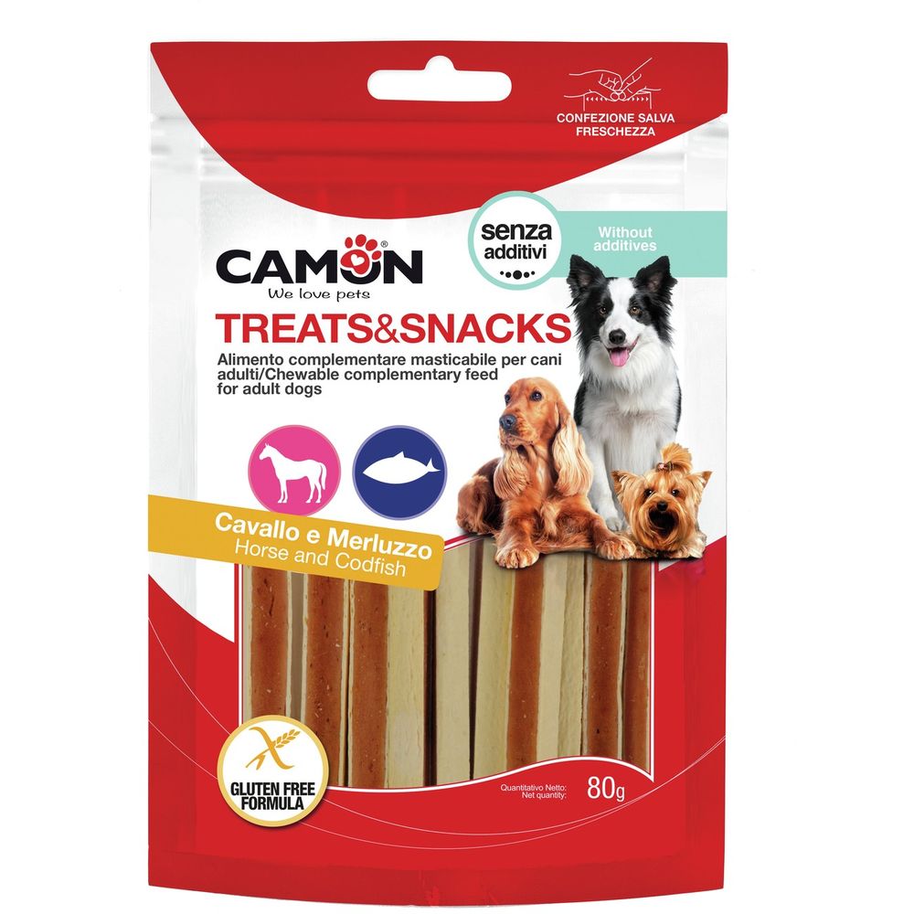Ласощі для собак Camon Treats & Snacks Сендвіч з кониною та тріскою, 80 г - фото 1