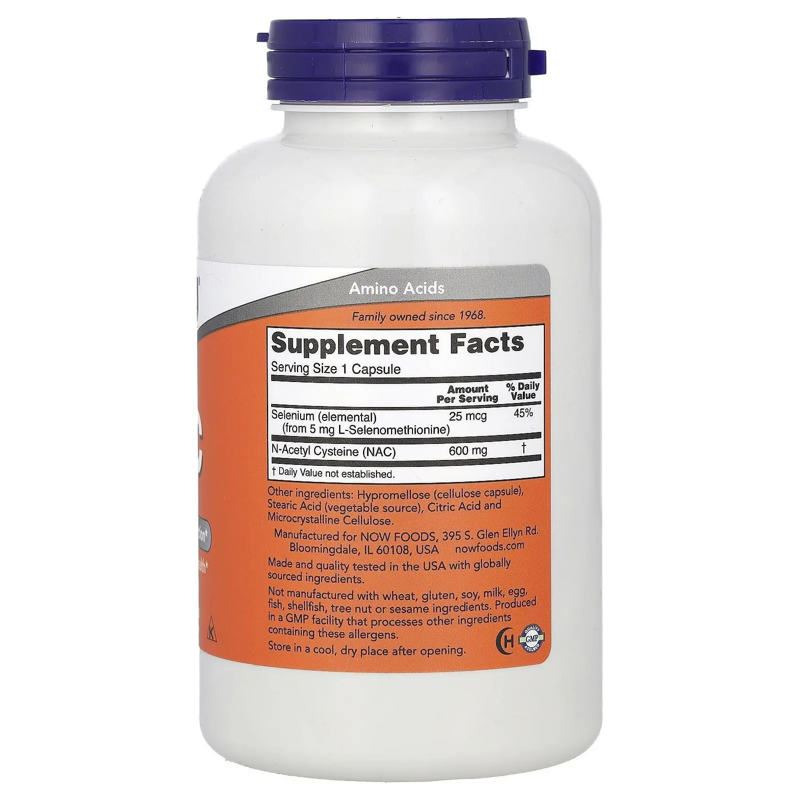 Ацетилцистеїн Now Foods NAC N-Acetyl Cysteine 600 мг 250 вегетаріанських капсул - фото 2