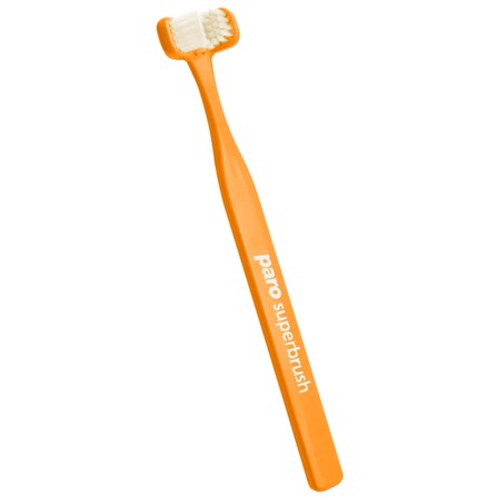 Зубная щетка трехсторонняя Paro Swiss superbrush оранжевая - фото 1