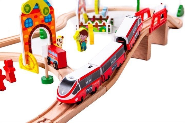 Игровой набор Ecotoys ​Деревянная железная дорога с поездом (HM180995) - фото 4