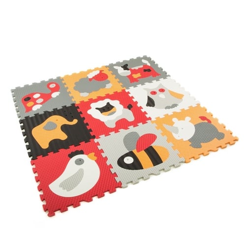 Ігровий килимок-пазл Baby Great Веселий зоопарк, 92х92 см, помаранчевий з сірим (GB-M129A4) - фото 2