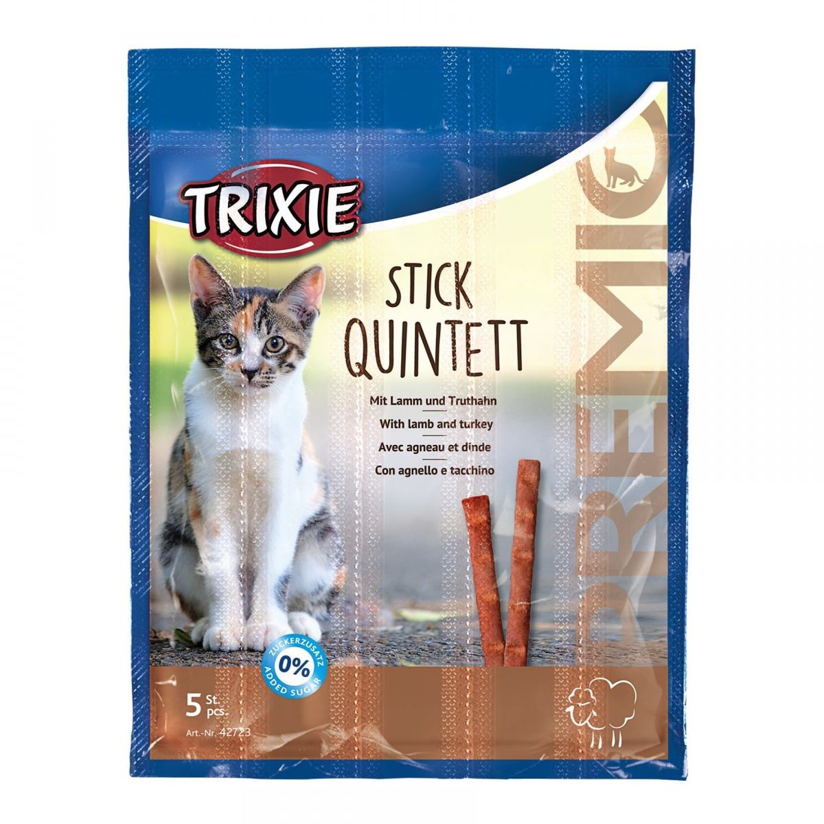 Ласощі для кішок Trixie PREMIO Quadro-Sticks, ягня і індичка, 5 шт., 25 г - фото 1