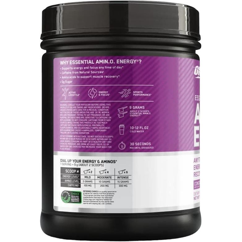 Амінокислотний комплекс Optimum Nutrition Essential Amino Energy Concord Grape 585 г - фото 2