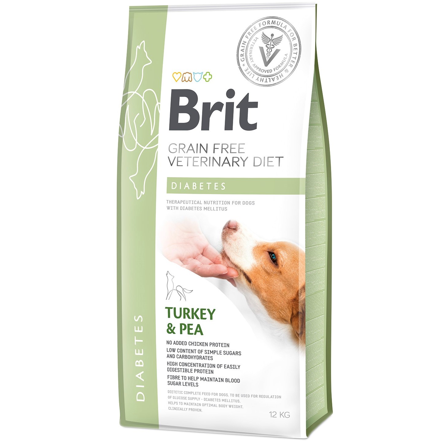 Сухой корм для взрослых собак Brit VetDiets при сахарном диабете с идейкой и горохом 12 кг - фото 1