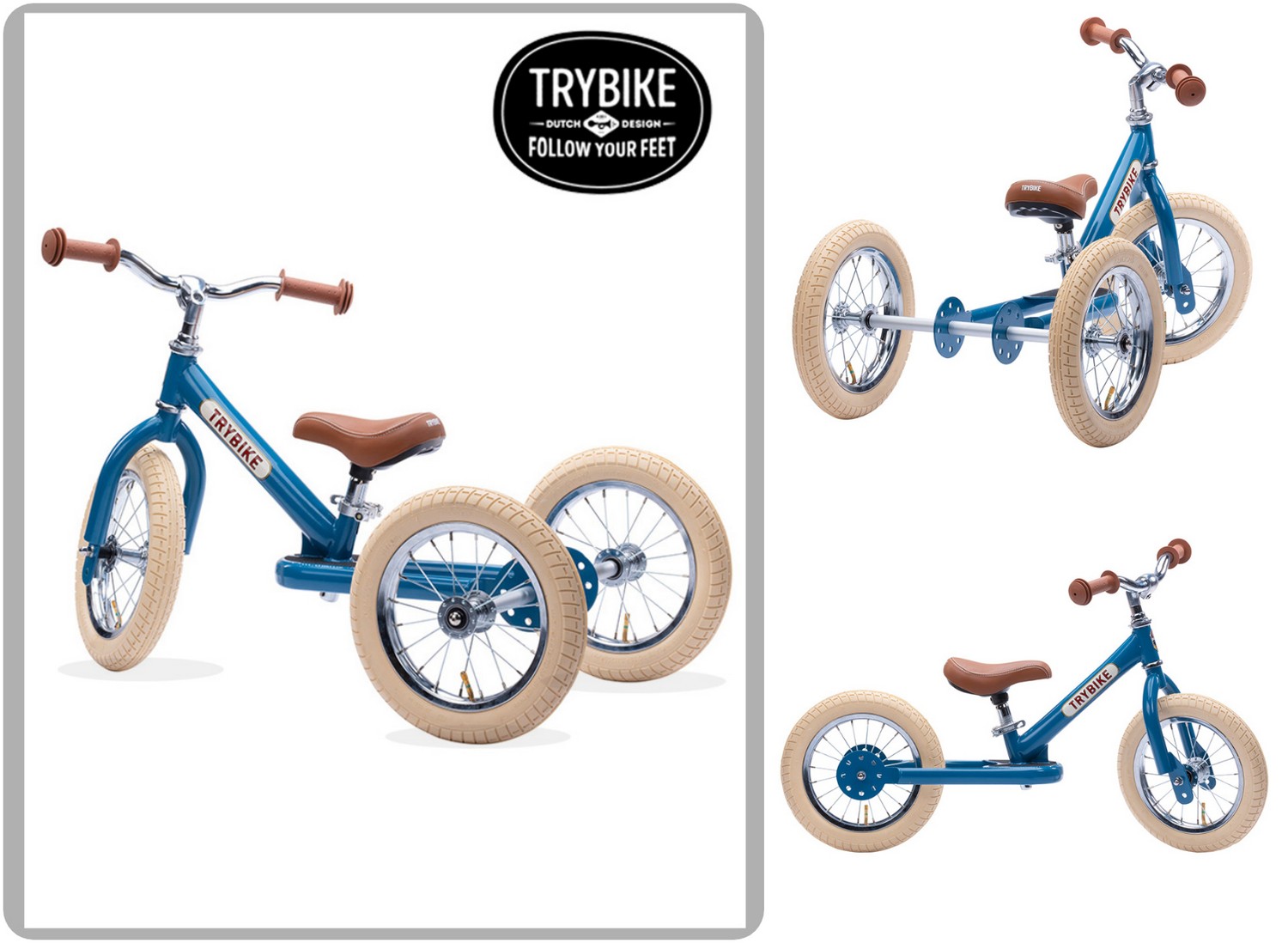 Трехколесный балансирующий велосипед Trybike steel 2 в 1, синий (TBS-3-BLU-VIN) - фото 5