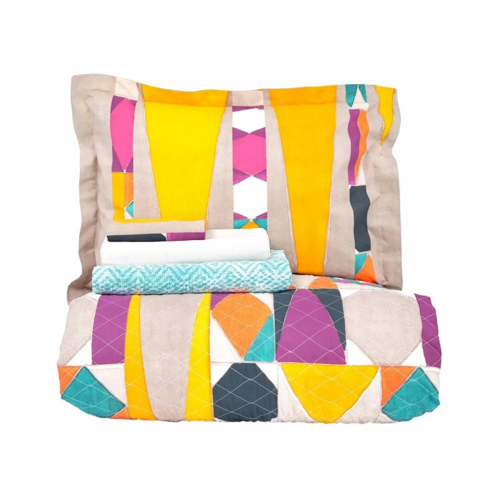 Комплект постельного белья Karaca Home Vitali mor Summer Set, евростандарт, разноцветный, 5 предметов (svt-2000022306256) - фото 2
